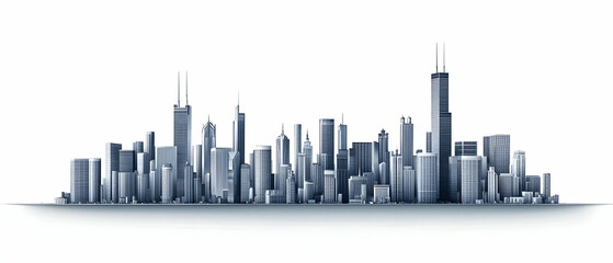 Fototapeta premium Monochrome City Skyline Illustration