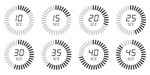 Time icon set. Timer, alarm, schedule, hourglass, clock icons, speed, restore, management, calendar, watch thin line symbols for web and mobile on white background.