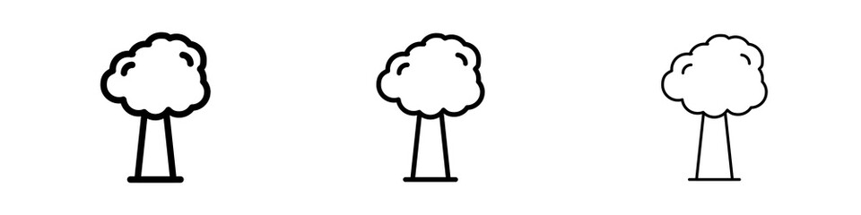 Trees icons in flat style. line art. vector illustration