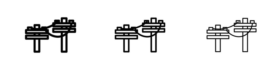 Utility pole icons in flat style. line art. vector illustration