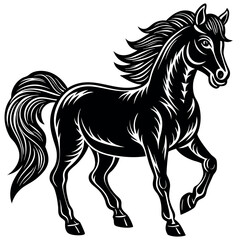 Running black horse silhouette captures the grace and beauty of equestrian elegance in a dynamic pose Generative AI