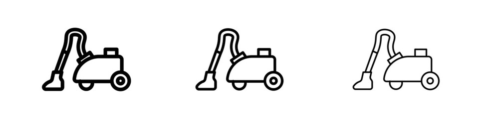 Vacuum cleaner icons in flat style. line art. vector illustration