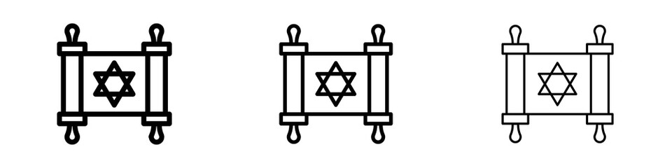 Scroll Torah icons in flat style. line art. vector illustration