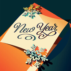 New Year celebration design featuring snowflakes and colorful decorations for the festive season Generative AI