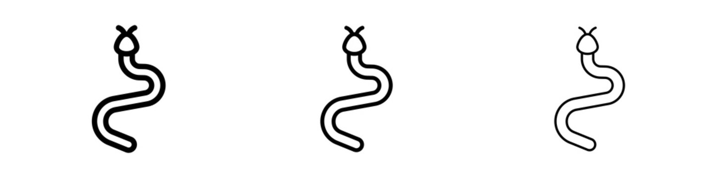 Snake icons in flat style. line art. vector illustration