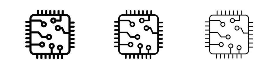Microchip icons in flat style. line art. vector illustration