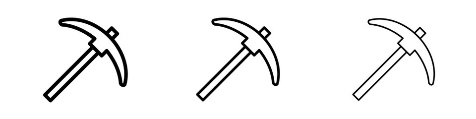 Pickaxe icons in flat style. line art. vector illustration