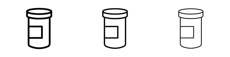 Prescription bottle icons in flat style. line art. vector illustration