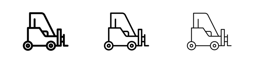 Forklift icons in flat style. line art. vector illustration
