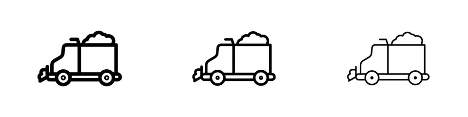 Snowplow icons in flat style. line art. vector illustration