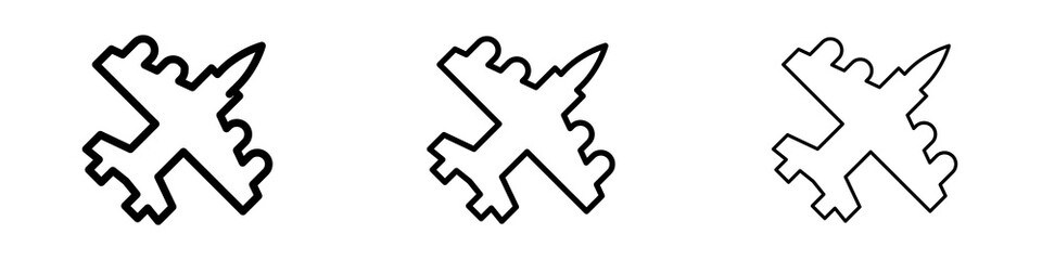 Fototapeta premium Fighter jet icons in flat style. line art. vector illustration