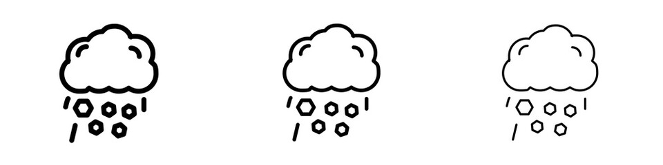 Cloud hail icons in flat style. line art. vector illustration