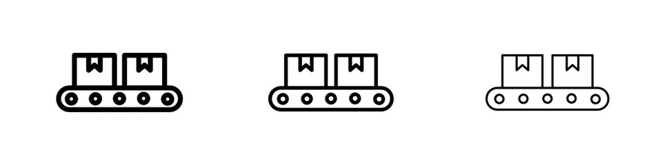 Conveyor belt icons in flat style. line art. vector illustration