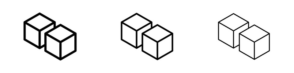 Cubes icons in flat style. line art. vector illustration