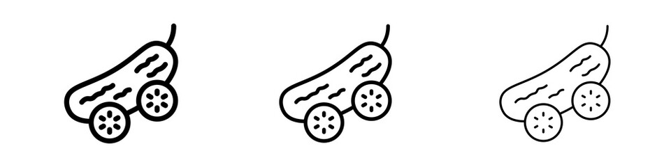 Cucumber icons in flat style. line art. vector illustration
