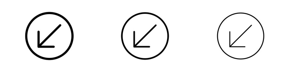 Down left icons in flat style. line art. vector illustration