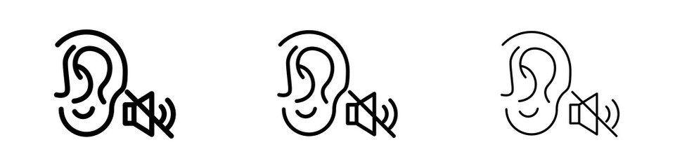 Ear deaf icons in flat style. line art. vector illustration
