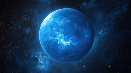Obraz premium A Bright Blue Planet Surrounded by a Stunning Cosmic Scene in Space