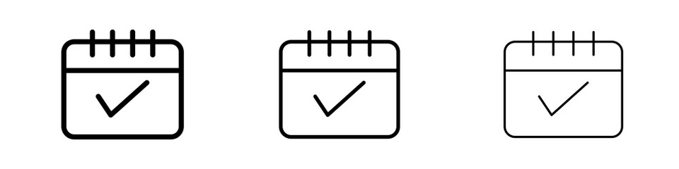 Check in calendar icons in flat style. line art. vector illustration