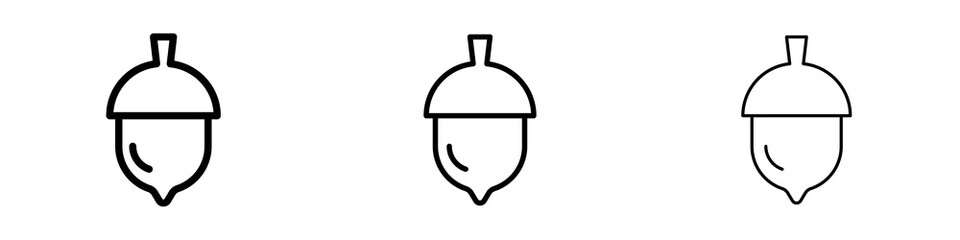 Acorn icons in flat style. line art. vector illustration