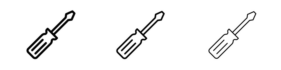 Screwdriver icons in flat style. line art. vector illustration