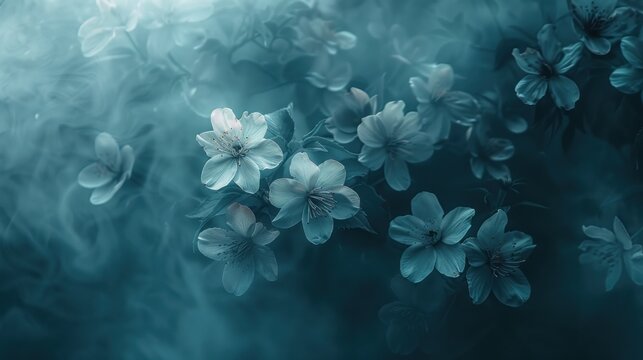 Delicate blossoms in smoky teal