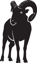 Ram silhouette for logo and design use, Bold horned sheep animal outline