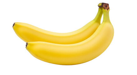 Two ripe yellow bananas isolated on a transparent background, perfect for food, health, or tropical-themed concepts


