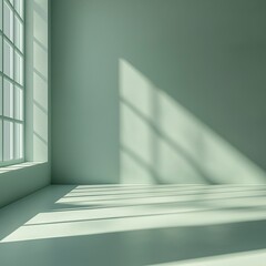 Obraz premium Minimalist Interior Photography with Natural Light and Green Walls. Embrace Simplicity and Uncluttered Design