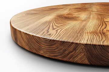 Round Wooden Table with Natural Grain Texture. Modern Rustic Home Decor Furniture for Interiors and Sustainability