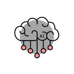 AI Cloud Brain Icon – Artificial Intelligence & Cloud Computing Concept