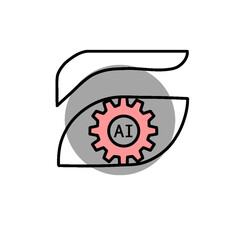 AI Vision Technology Icon – Artificial Intelligence Eye and Gear Symbol