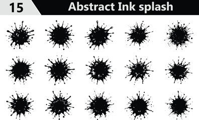 Abstract Ink splash splatter bundle on transparent background