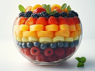 Refreshing Organic Fruit Salad Bowl with Berries and Tropical Flavors - The Perfect Summer Dessert and Healthy Snack