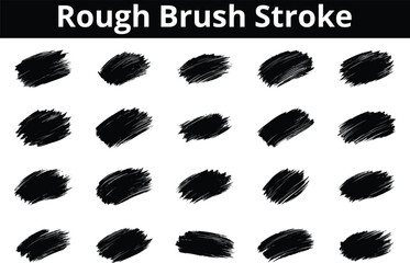 Set of rough brush stroke Vector illustration on transparent background