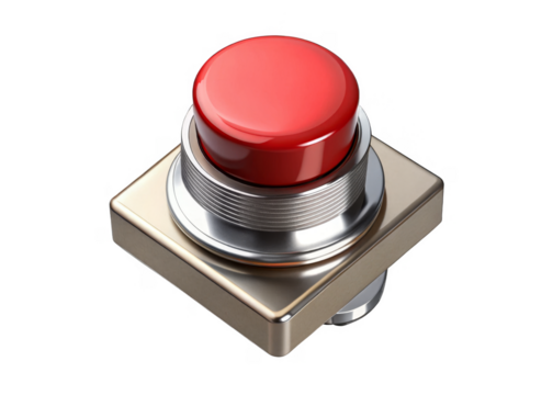 Button switch isolated on transparent background.