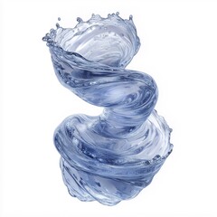 Abstract Blue Fluid Motion. Dynamic Water Swirl and Splash in High-Speed Liquid Art Design