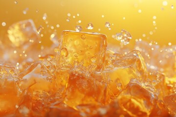 Refreshing Summer Orange Soda with Ice and Bubbles - Vibrant Beverage Photography