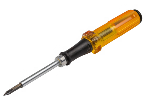 Voltage tester screwdriver isolated on transparent background.