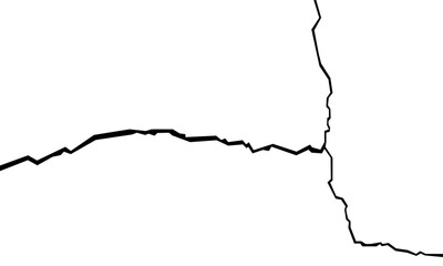 Crack on earth surface.Damaged surface,fracture on earth surface,concrete,asphalt,wall,crevices from natural disaster.Earth crust fracture after earthquake.Vector illustration.