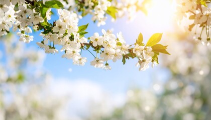 Spring Blossoms: Sunlit Cherry Tree Branches
