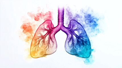 Colorful lungs illustration for respiratory health and disease awareness and medical education use