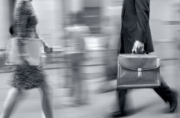 group of business people in the street in monochrome