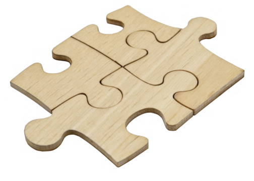 Jigsaw puzzle piece isolated on transparent background.