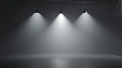 Obraz premium Empty studio space lit by spotlights