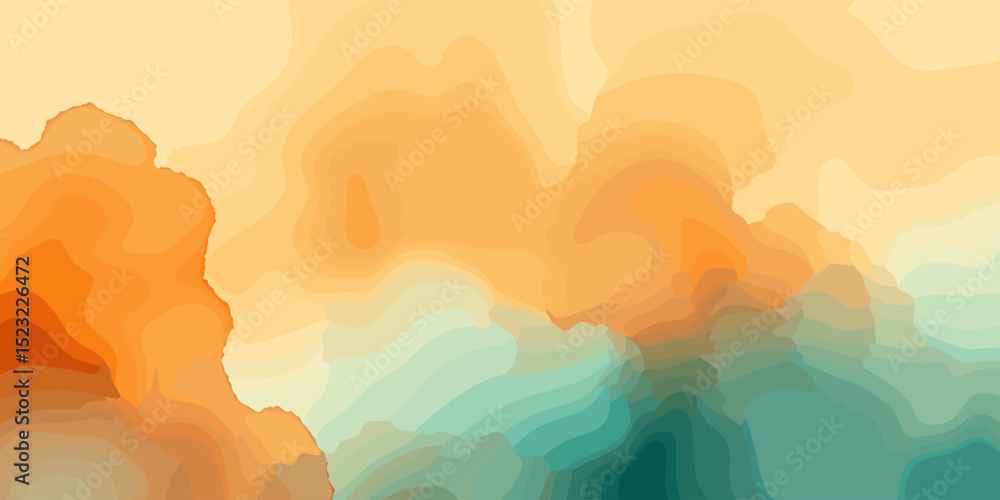 Aufkleber abstract colorful background with soft gradients in orange and teal
