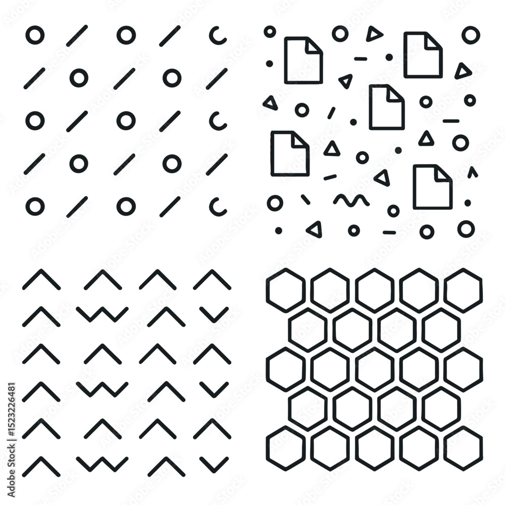 Poster minimalist black and white geometric patterns in various shapes