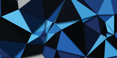 Obraz premium Abstract geometric background in shades of blue with triangle shapes and layered effect for modern designs
