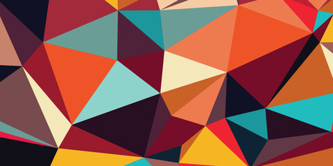 Obraz premium Colorful abstract geometric polygon mosaic background design in warm autumn tones creating a modern and dynamic visual effect