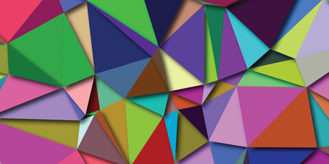 Fototapeta premium Colorful abstract geometric polygon background with overlapping triangles and shadows perfect for modern designs